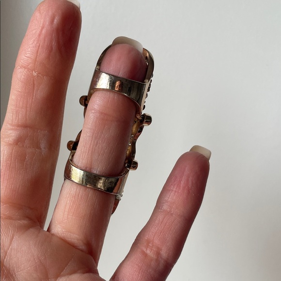 Gold-Tone Black Crystal Filigree Triple Ring - Picture 2 of 4